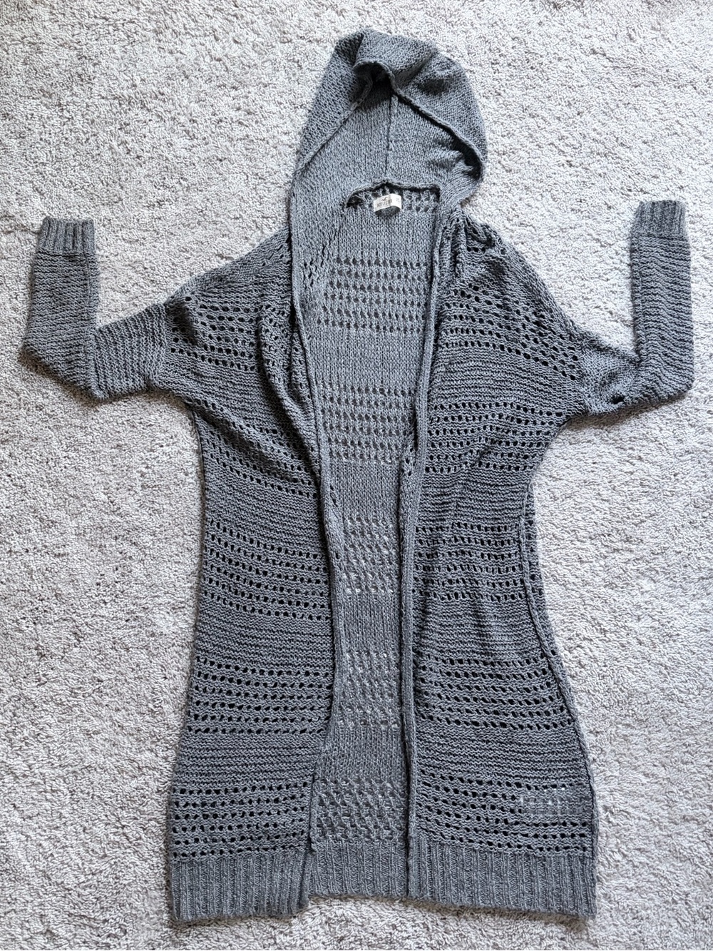 Hooded Open-Knit Sweater Cardigan